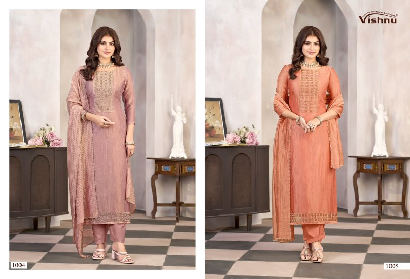 Surkhiyaah By Vishnu Salsa Embroidery Dress Material 